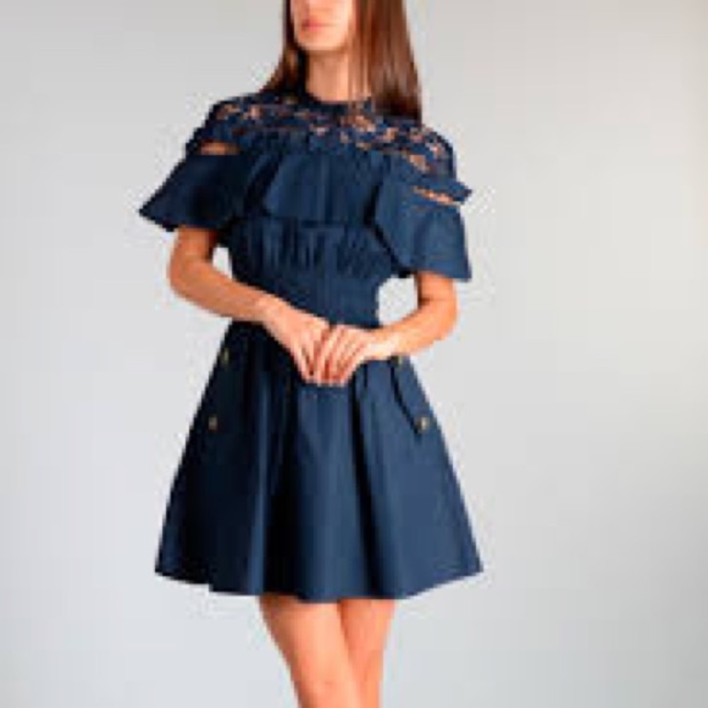 Self-Portrait, Lace detail mini dress